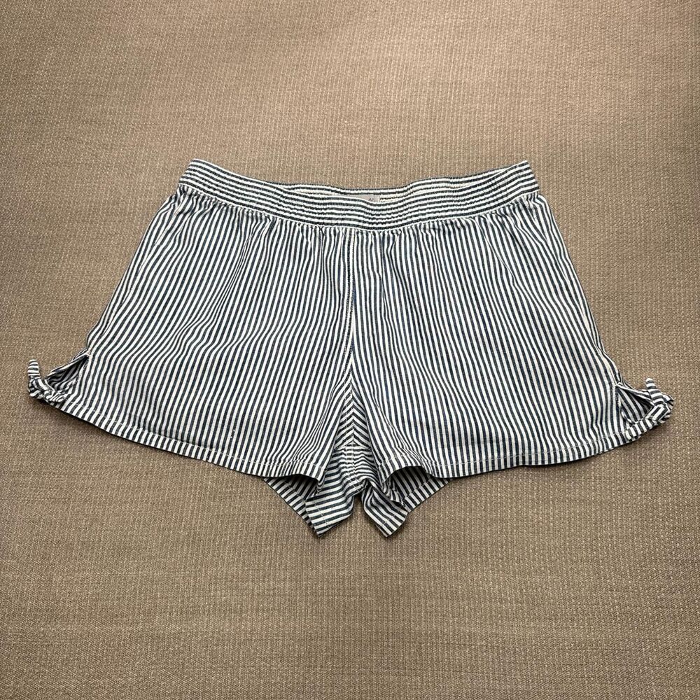 Classic Blue & White Striped Preppy High Rise Madewell Shorts Cotton Pj Lounge
